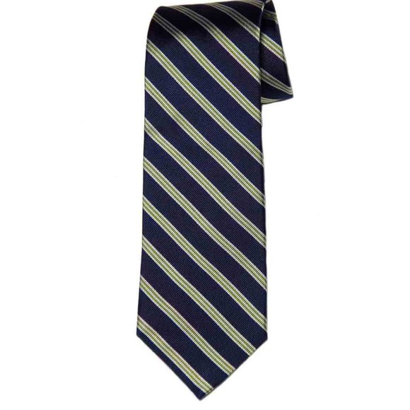 Jos A Bank Repp Stripe Tie Silk Navy Blue Green White Men's - Picture 1 of 1
